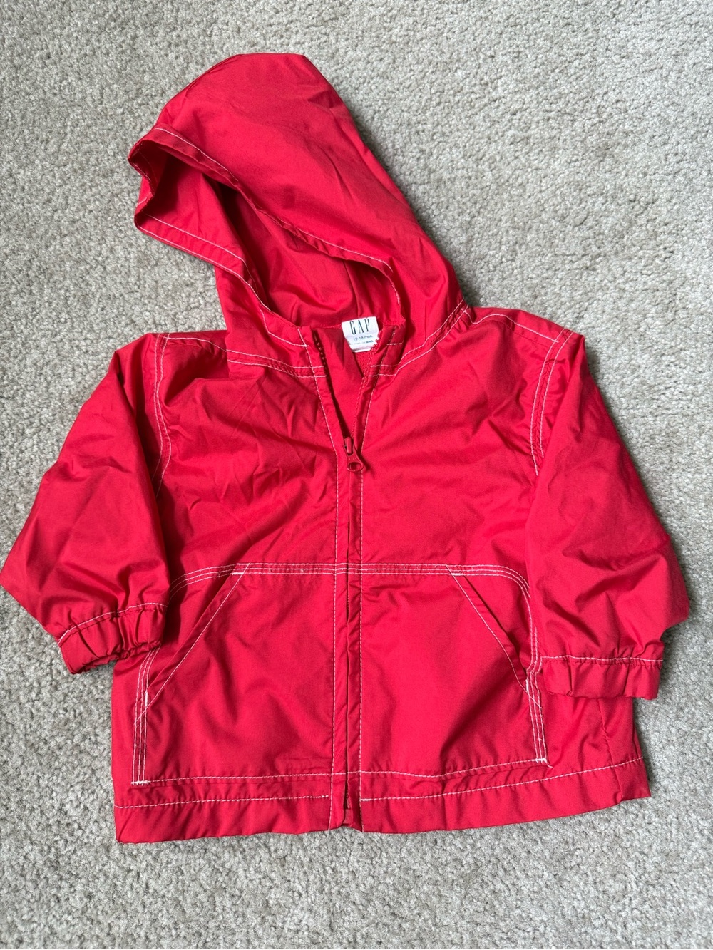 Baby GAP Red Hooded Lightweight Jacket Size 12-18 months
